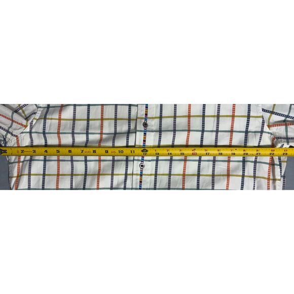 Robert Graham Button Up Plaid Shirt White Orange Embroidered Cuff Size Large L - Picture 12 of 12